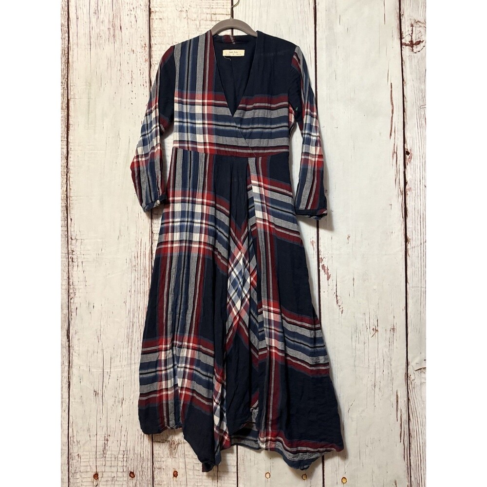 Anthropologie Isabella Sinclair Tartan Plaid Midi Dress Size XS